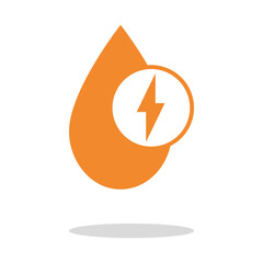 a drop of water with lightning bolt, water energy generator icon vector