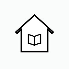 Learning Home Icon. Home Schooling Symbol - Vector.   