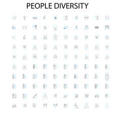 diversity icons, signs, outline symbols, concept linear illustration line collection