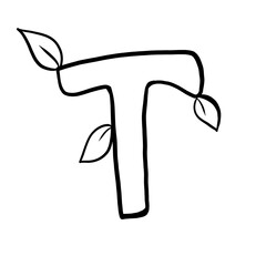 Letter T. Plant style alphabet