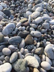 Close-Up of Smooth Pebbles on a Beach