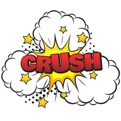 Crush comics speech bubble halftone dot.