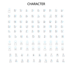 character icons, signs, outline symbols, concept linear illustration line collection