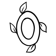 Letter O. Plant style alphabet