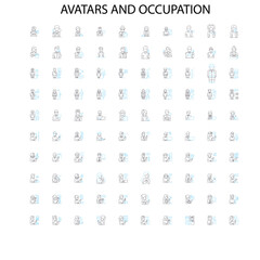 avatars and occupation icons, signs, outline symbols, concept linear illustration line collection