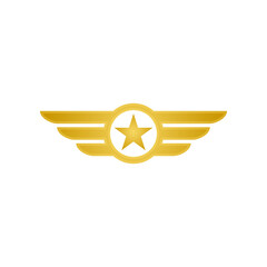 Wing with star icon. Military badge sign © Hubba Bubba