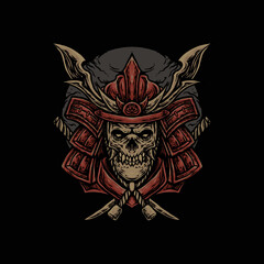 skull samurai head illustration design vector