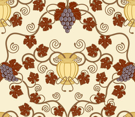 beautiful vine leaf and urn seamless tile design