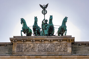 The monument of the Quadriga on the Brandenburg Gate as a reminder of the border in the German...