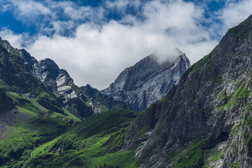 High mountain landscape with clouds (Artiga de Lin, Spain, Vall d'Aran)
