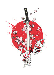 Fototapeta premium Japanese kitsune mask vector illustration