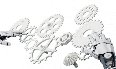 Artificial intelligence web banner. of a processor chip. The process of data processing. Developments in modern technologies. Microcircuits on neon glowing background. 3D rendering