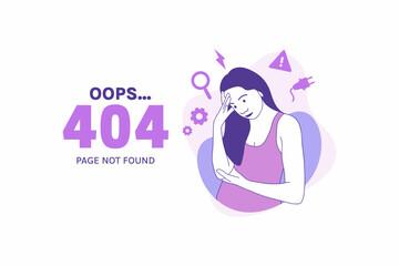 Illustrations Arms Crossed angry woman for Oops 404 error design concept landing page