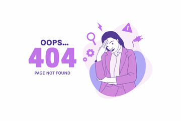 Illustrations Arms Crossed angry woman for Oops 404 error design concept landing page