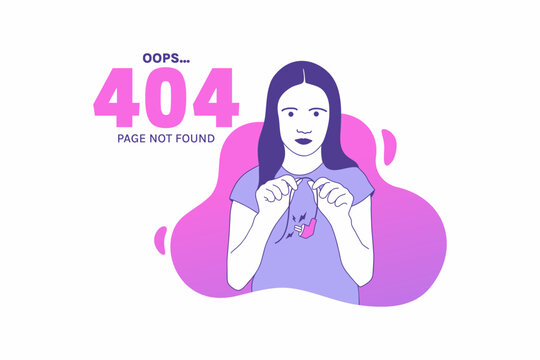 Illustrations woman holding cable internet plugs for Oops 404 error design concept landing page