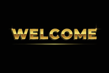 Welcome Banner In 3D Golden Letters Style
