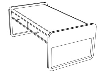 Hand-drawn collection of various coffee tables. Linear drawing. Isolated vector objects on white background. Clipart.
