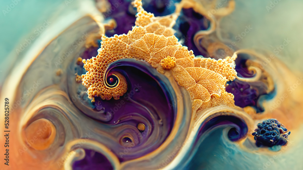 Wall mural abstract festive background with burning fantastic swirl. fantasy mandelbrot fractal patterns. festi