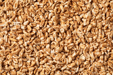 Puffed oat close up full frame as background