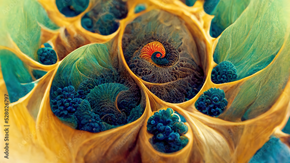 Wall mural abstract festive background with burning fantastic swirl. fantasy mandelbrot fractal patterns. festi