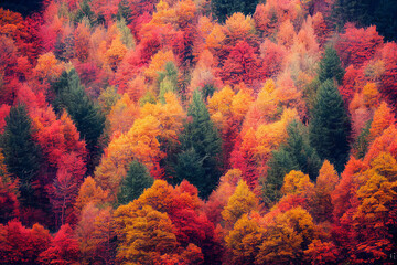 Autumn aerial photography of tree line