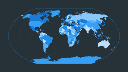 World Map. Wagner VI projection. Futuristic world illustration for your infographic. Nice blue colors palette. Neat vector illustration.