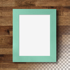 Isolated blank photo frame on the wall