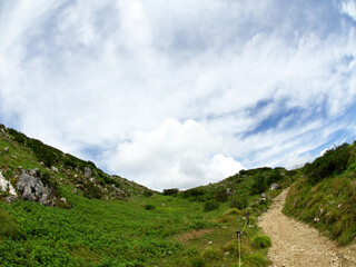 Landscape with mountain road and sky