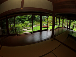 Japanese garden seen from Japanese house