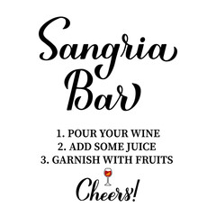 Sangria Bar sign. Spanish summer drink. Vector template for bar, restaurant, winery decorations. Perfect for logo design, menu, label, tag, etc
