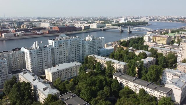 Saint Petersburg, Russia - August 27, 2022: Malaya Okhta district