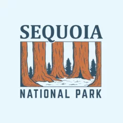 Foto op Plexiglas Hand draw illustration of saquoia national park, vintage, perfect for t-shirt design and more © wafi zimamul