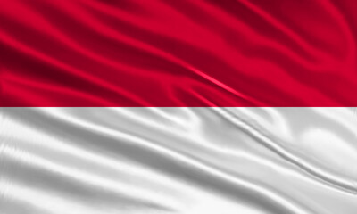 Obraz premium Indonesia flag design. Waving Indonesian flag made of satin or silk fabric. Vector Illustration.
