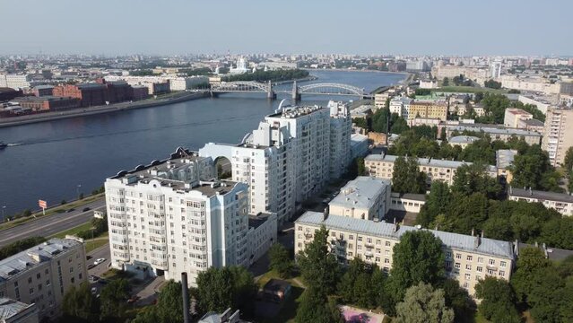 Saint Petersburg, Russia - August 27, 2022: Malaya Okhta district