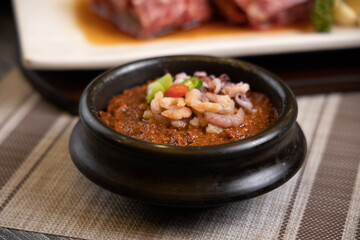 korean Seafood ssamjang soybean paste mixed with red pepper paste