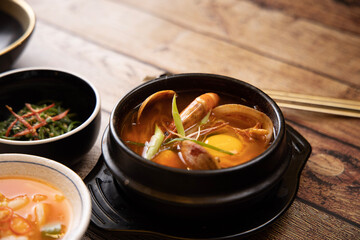 korean food Sundubu-jjigae soft tofu stew