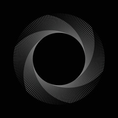 Circle with transition line elements from white to black. Abstract geometric art line background. Mobius strip effect.