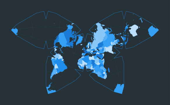 World Map. Steve Waterman's butterfly projection. Futuristic world illustration for your infographic. Nice blue colors palette. Vibrant vector illustration.