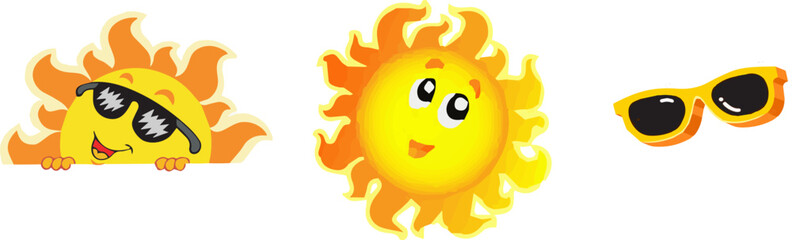 different kind of sun with glasses