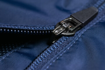Iron zipper close up view, needlework concept.