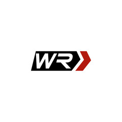 Letter WR logo with simple right arrow design ideas