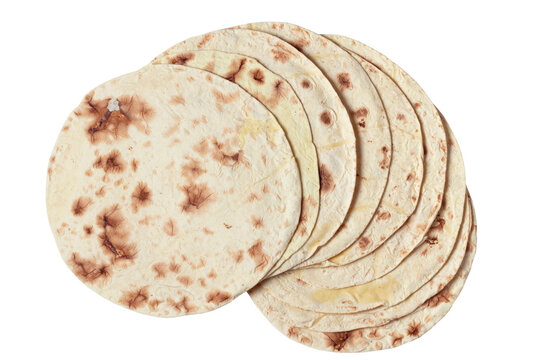 Taco flatbread lavash isolated on white background