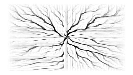 This image is an ORIGINAL NON-AI DIGITAL RENDER! Abstract black vines or network connections branching out radially from center. Isolated with alpha transparent background png.