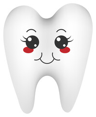 
Sticker funny tooth with kawaii emotions. Flat illustration of a tooth with emotions isolated without background.