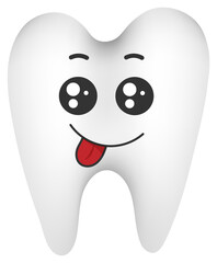 
Sticker funny tooth with kawaii emotions. Flat illustration of a tooth with emotions isolated without background.
