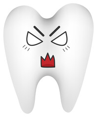 
Sticker funny tooth with kawaii emotions. Flat illustration of a tooth with emotions isolated without background.