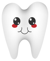
Sticker funny tooth with kawaii emotions. Flat illustration of a tooth with emotions isolated without background.