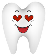 
Sticker funny tooth with kawaii emotions. Flat illustration of a tooth with emotions isolated without background.