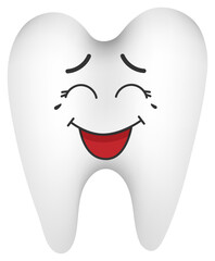 
Sticker funny tooth with kawaii emotions. Flat illustration of a tooth with emotions isolated without background.