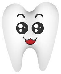 
Sticker funny tooth with kawaii emotions. Flat illustration of a tooth with emotions isolated without background.